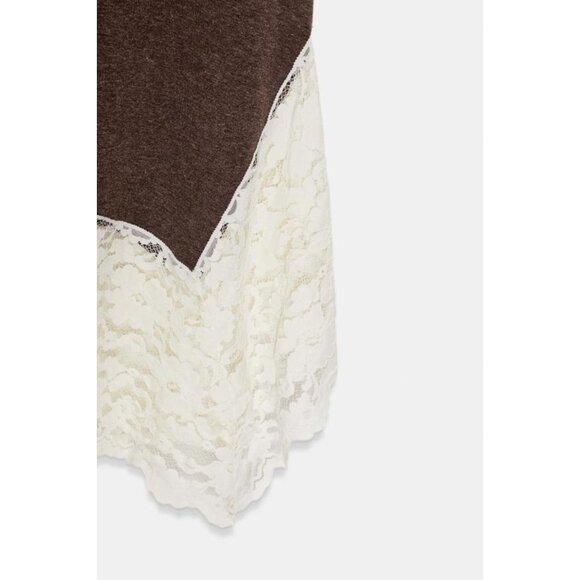 ZARA LONG COMBINATION LACE DRESS - Picture 7 of 7